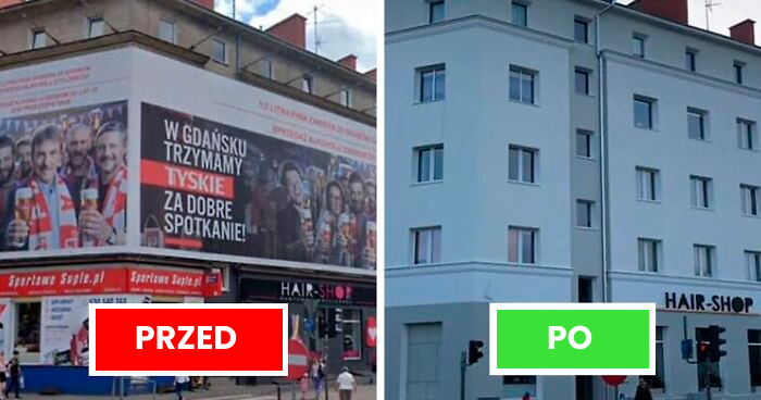 30 zdjęć z północnej Polski przed i po usunięciu krzykliwych banerów reklamowych